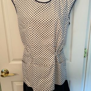 Navy & white polka dot Vintage Sleeveless apron smock